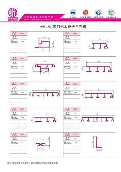 HM-ML系列铝木复合平开窗