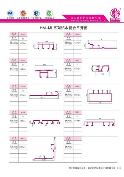 HM-ML系列铝木复合平开窗