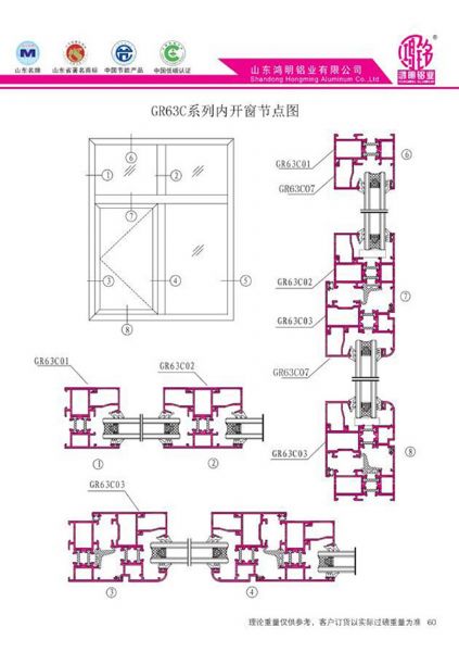 GR63C系列内开窗节点图