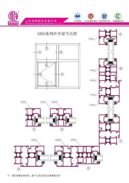 GR60系列外开窗节点图