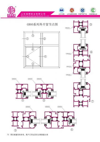 GR60系列外开窗节点图