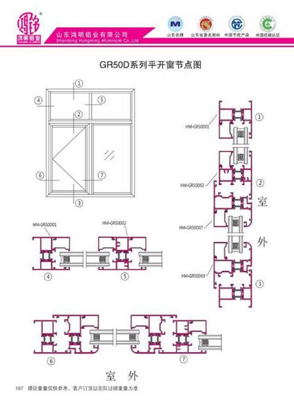 GR50D系列平开窗节点图