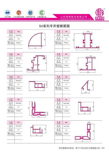 54系列平开窗断面图