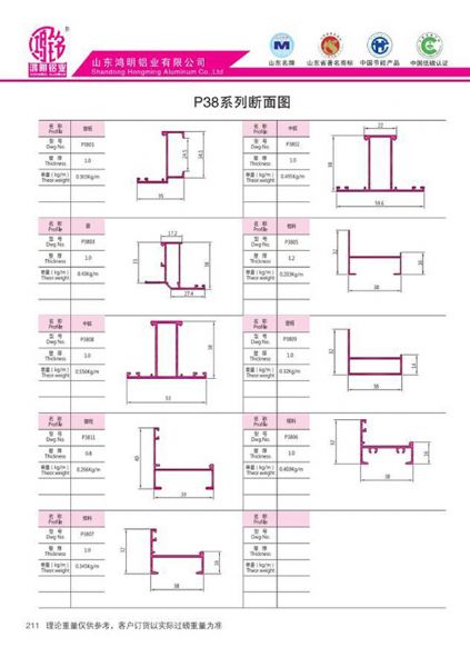 P38系列断面图