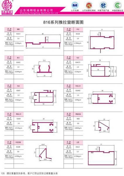 816系列推拉窗断面图